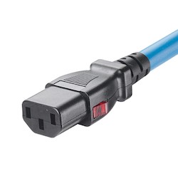 LOCKING POWER CORD, IEC C14   TO IEC C13, 8 FEET, 10 PK,    BLUE