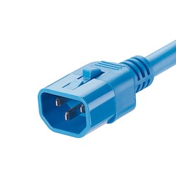 LOCKING POWER CORD, IEC C14   TO IEC C13, 8 FEET, 10 PK,    BLUE