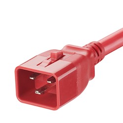 LOCKING POWER CORD, IEC C20   TO IEC C19, 6 FEET, 10 PK,    RED