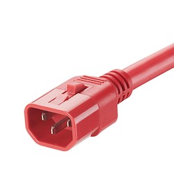 LOCKING POWER CORD, IEC C14   TO IEC C13, 8 FEET, 10 PK,    RED