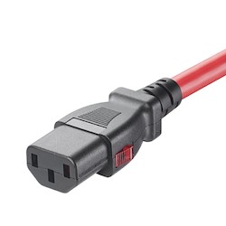 LOCKING POWER CORD, IEC C14   TO IEC C13, 8 FEET, 10 PK,    RED
