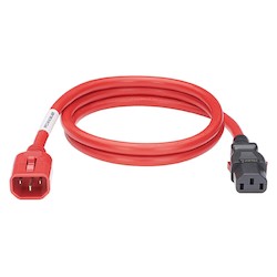 LOCKING POWER CORD, IEC C14   TO IEC C13, 8 FEET, 10 PK,    RED