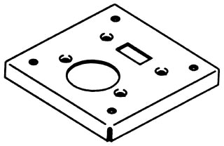Surface Box Cover, Steel, 4 in. W, 1/2 in. D, 4 in. H, 1/4 in. Dia, Square