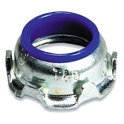 1/2 Inch Insulated Steel Bushing with Blue Insulating Liner In Throat for Rigid/IMC Metal Conduit with Dura Plate Finish