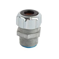 Insulated WaterTight Strain Relief Connector, Straight, Cable Size 1.375 to 1.625 inch, Steel, Zinc Plated