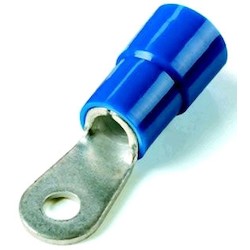 Nylon Insulated Large Ring Terminal (Large), #6 AWG, 3/8 in Bolt Size, Max Electrical Rating of 105 Degrees Celsius, 600 Volts, Blue