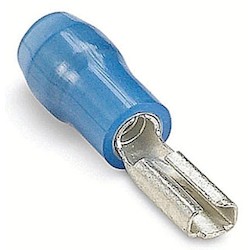 Nylon Insulated Female Disconnect, Length 0.75in, 0.15 Width, Max Insulation 0.135, Tab Size 0.110x.020, Wire Range #16-#14 AWG, Blue, Copper, Nickel Plated, 1,000 Pack