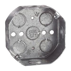 Outlet Box, Octagonal, 15.8 cu. in. Capacity, 9-Knockout