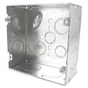 Outlet Box, Square, 42 cu. in. Capacity, 13-Knockout, Steel