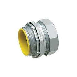 Zinc die-cast EMT compression connector. concrete tight and rain tight. Trade Size 2-1/2&quot;. Insulated Throat.