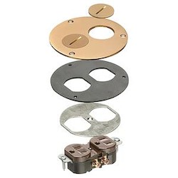 Trim Kits with metal covers for Arlington FLB3500 Box. 4&quot; round Brass cover gasket and receptacle.