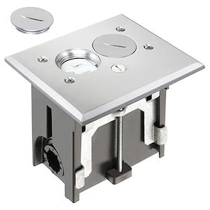 Metallic adjustable floor box. Nickel with threaded plugs. Includes ...
