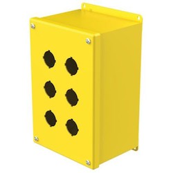Type 12, Type 13 Indoor 6 Hole 30.5-mm Push Button Extra Deep Steel Enclosure Yellow