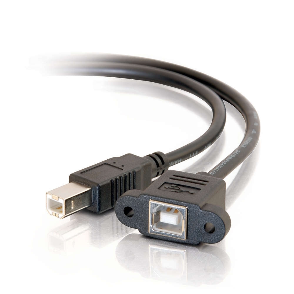 Cable, USB-B Female to USB-B Male, Black, 100mA, Stranded, PVC, Length ...