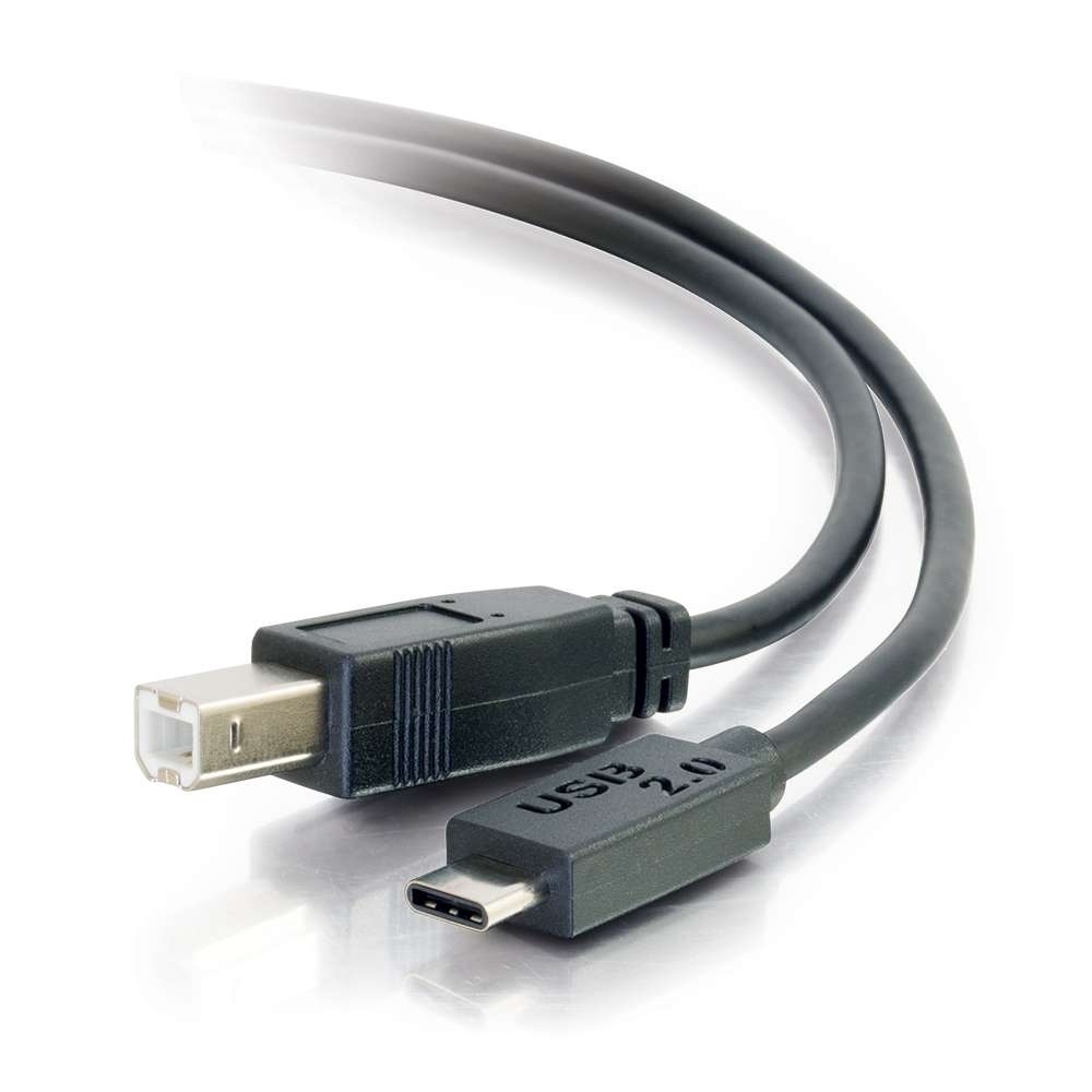 USB Cable, Black, USB-C to USB-B, 30V, PVC, 30 to 24 AWG, Stranded ...