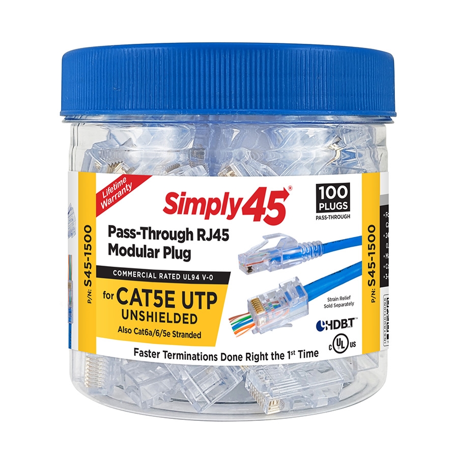 RJ45 Modular Plug, Unshielded, Polycarbonate, Blue Tint