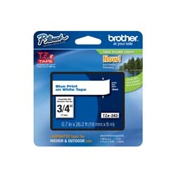 Brother TZE243 Blue on White 18 mm Tape for P-touch, 8 m