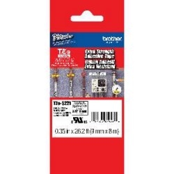 Brother TZeS221 Black on White 9 mm Tape with Extra Strength Adhesive, 8 m