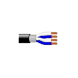 Multi-Conductor - Four-Conductor Star Quad, Low-Impedance Cable 4-pair 24 AWG PE SH PVC MTT Black, Matte