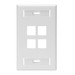 QuickPort Wallplate with ID Window, Single Gang, 4-Port, White
