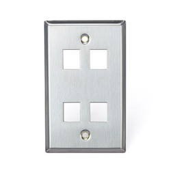 QuickPort Wallplate, Single Gang, 4-Port, Stainless Steel