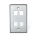 QuickPort Wallplate, Single Gang, 4-Port, Stainless Steel