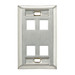 QuickPort Wallplate, Single Gang, 4-Port, Stainless Steel, With Designation Window