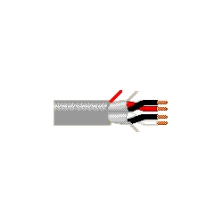 Pro Audio and Intercom Systems cable, 22 AWG, 2-pair of bare copper conductors, FEP insulation, gray, conductors twisted into pairs and individually shielded with Beldfoil tape.