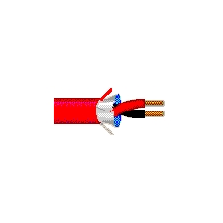 Fire Alarm Cable, Rated-FPL, 18 AWG, 2 solid bare copper conductors, red, Overall Beldfoil shield, PVC jacket with ripcord