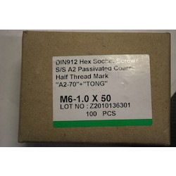 M6 X 50 A2/70 ST/ST HEX SKT   CAP SCREW DIN912/ISO4762