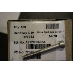 M6 X 50 A4 S/ST HEX SKT CAP   SCREW DIN912/ISO4762