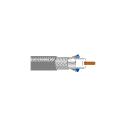 Coax Cable, 734A Series, 20 AWG solid .032" bare copper conductor, gas-injected FHDPE insulation, Beldfoil + tinned copper braid shield, PVC jacket, gray, 1000’ reel