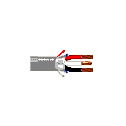 Multi-Conductor - Security & Commercial Audio Cable, Riser-CMR, 22 AWG, 3 stranded bare copper conductors with polyolefin insulation, gray, Beldfoil shield and PVC jacket with ripcord