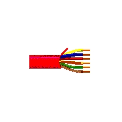 Fire Alarm cable, Riser-FPLR, 18 AWG, 6 solid bare copper conductors with polyolefin insulation, red PVC jacket with ripcord, 75C, 300V