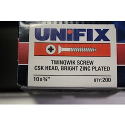 NO.10 X 3/4 STL PZ CSK WOOD   SCREW TWINFAST Z/C