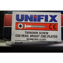 NO.12 X 4 STL PZ CSK WOOD     SCREW TWINFAST Z/C