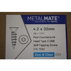 NO.8 X 1.1/4 STL PZ CSK       S/TAPPER TYPE AB Z/C DIN7982
