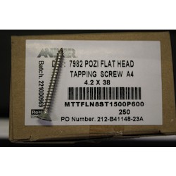 NO.8 X 1.1/2 (4.2X38) A4 S/ST PZ CSK S/TAP TYPE AB DIN7982