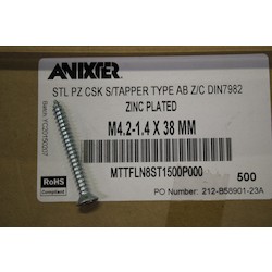 NO.8 X 1.1/2 STL PZ CSK       S/TAPPER TYPE AB Z/C DIN7982