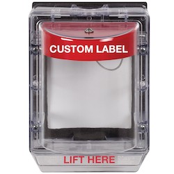 Custom LabelWeather Stopper Without Horn With Spacer - Red Horn, Clear Spacer