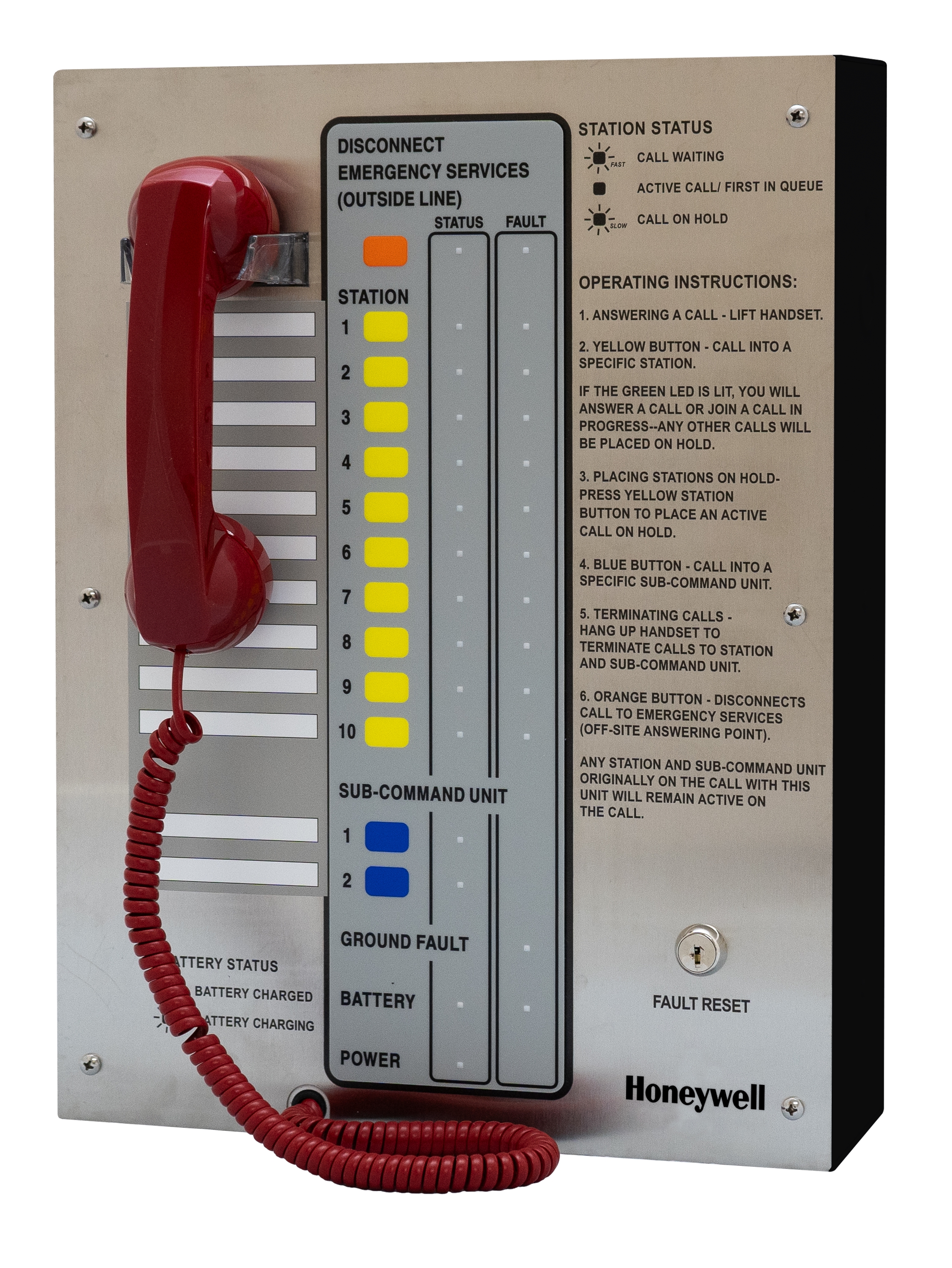 Area of Refuge Command Unit, 10-Call Station, Black, 16 ga. Steel ...