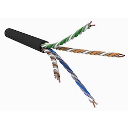 GRXL 1573A CAT6 U/UTP OUTDOOR 4PR 21AWG BLACK 1000FT REEL   1573A C6 4/21 U/UTP