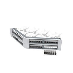 SYSTIMAX 360 GigaSHIELD X10D shielded angled modular panel, Cat 6A, 2U, 48 port, silver