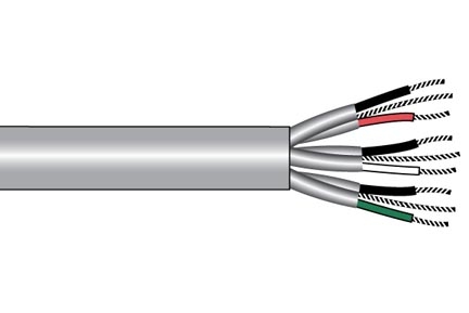 Multi-Pair Cable, 1000 ft. L, 300 Vrms, 18 AWG, Stranded, 6