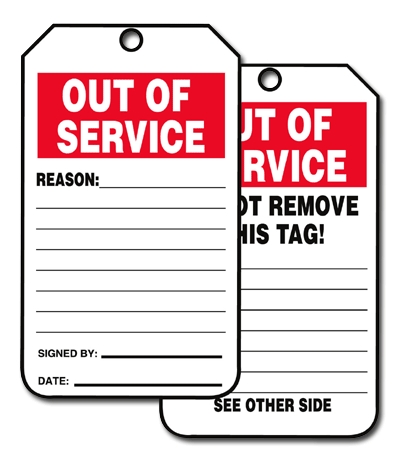 Equipment Status Tags: Out Of Service Reasono Not Remove This Tag See ...
