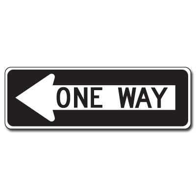 Traffic Signs: One Way with Left Arrow, Reflective Aluminum, 12