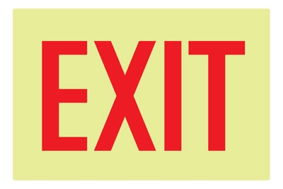 Projection Signs: L-Projection, 90D, Exit, Glowing Plastic, 8