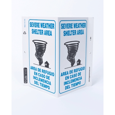 Sustainable Projecting Signs: V-Sign, Bilingual Severe Weather Shelter ...