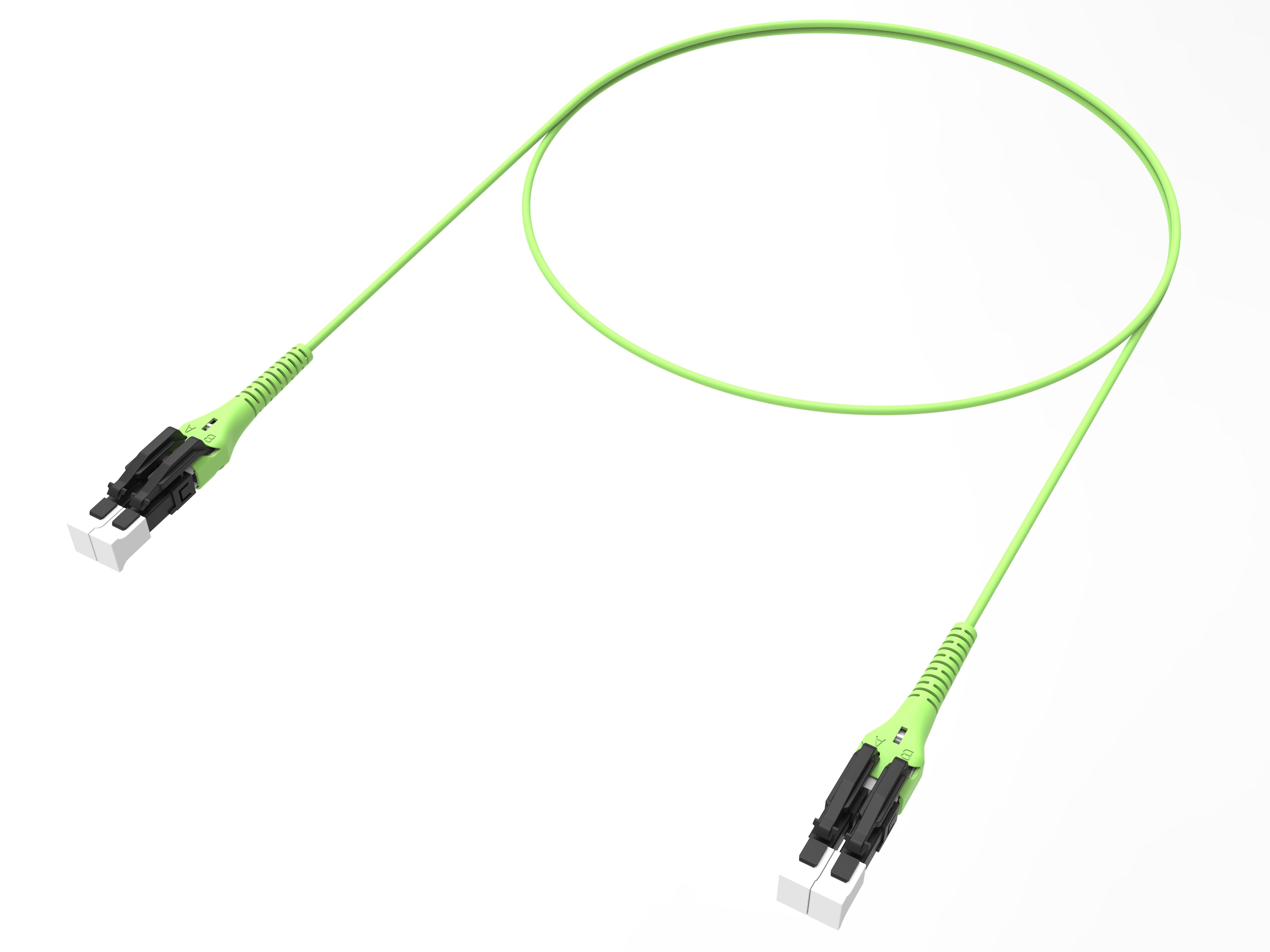 Duplex Fiber Patch Cord, OM5, 15 ft. lg, Fiber, Lime green, LC/UPC, LC ...