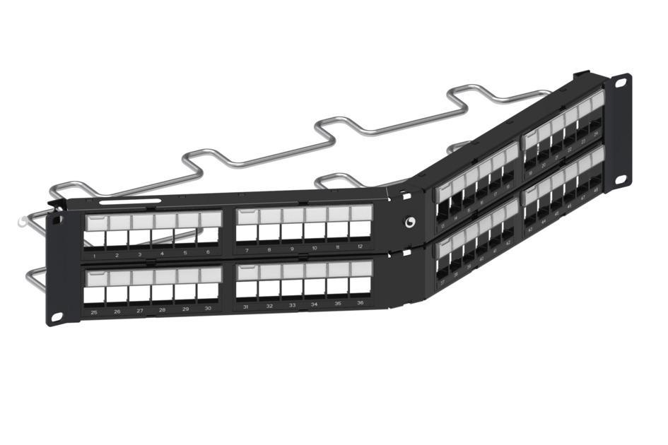 DDM RJ45 Patch Panel, Black, 2U, Unshielded, Angled, Thermoplastic ...